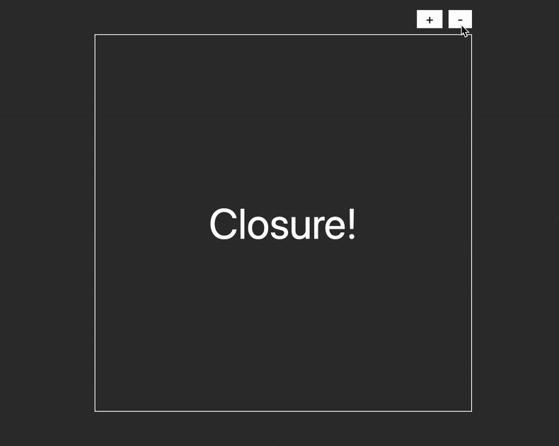 JavaScript closures demo showing font resizer in action